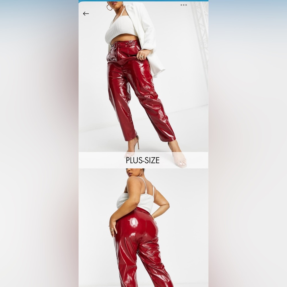 Women's Patent vegan leather Red Pants size 16